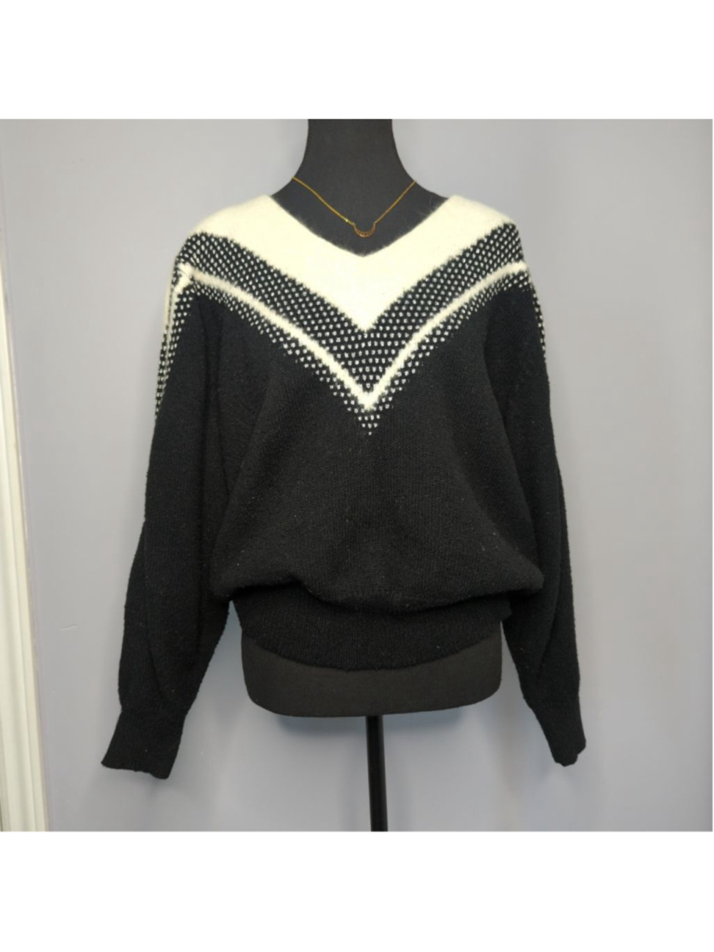 Vintage Christina Grant Angora Blend Sweater - Metallic Accents - Sz 2X - 80s